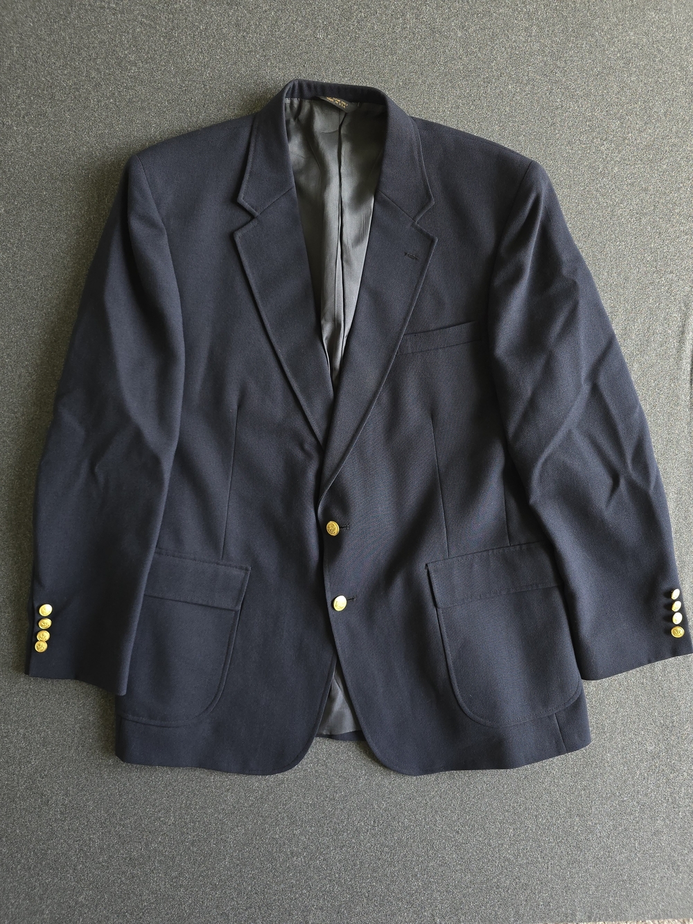 Vintage Oakton Ltd Navy Blazer Gold Buttons Size 48 Big Tall Wool Made In USA